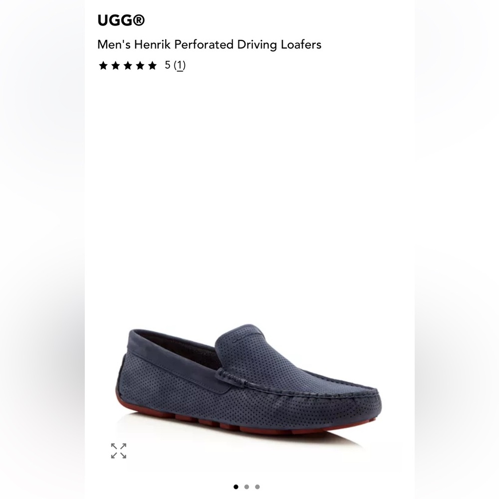 UGG Men's Dark Blue Perforated Loafers - Picture 2 of 8